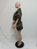 Camouflage Print Irregular Skirt Two Piece Set QXTF-82055