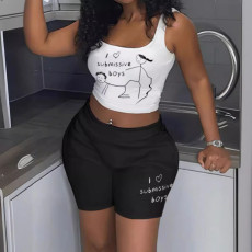 Casual Print Short Sleeve Shorts 2 Piece Set GXJL-H0005