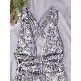 Snake Print Backless Tight One Piece Swimsuit DYSC-DY3111194