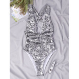 Snake Print Backless Tight One Piece Swimsuit DYSC-DY3111194