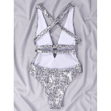 Snake Print Backless Tight One Piece Swimsuit DYSC-DY3111194