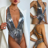 Snake Print Backless Tight One Piece Swimsuit DYSC-DY3111194