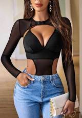 Sexy Halter One Piece Swimsuit+Long Sleeve Mesh Swimsuit DYSC-DY22A139YYB090713