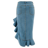 Plus Size Irregular Denim Half Skirt GDAM-218607