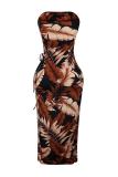 Wrap Floral Print High Split Long Dress OD-8705