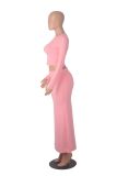 Solid Color Long Sleeve Long Skirt 2 Piece Set MZ-WX001