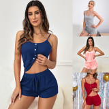 Fake Button Sexy Camisole Pajama Set GLSY-W0274