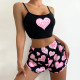 Sexy Pajamas Love Print Camisole Split Shorts Homewear GLSY-X0001