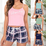 Suspenders Bowknot Shorts Loungewear Two Piece Set GLSY-W0249