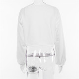 Irregular Solid Color Long Sleeve Sweatshirt XEF-1731391