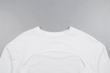 Irregular Solid Color Long Sleeve Sweatshirt XEF-1731391