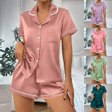 Casual Pajamas Lapel shorts Set Homewear GLSY-CF0015