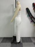 Solid Wrap Tops And Pants Loose 2 Piece Set NY-10838