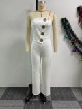 Solid Wrap Tops And Pants Loose 2 Piece Set NY-10838
