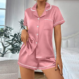 Casual Pajamas Lapel shorts Set Homewear GLSY-CF0015