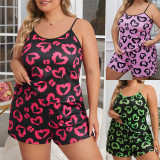 Plus Size Print Sling Shorts Casual Homewear 2 Piece Set GLSY-ZT0034