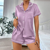 Casual Pajamas Lapel shorts Set Homewear GLSY-CF0015