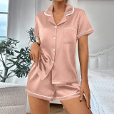 Casual Pajamas Lapel shorts Set Homewear GLSY-CF0015