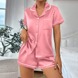 Casual Pajamas Lapel shorts Set Homewear GLSY-CF0015