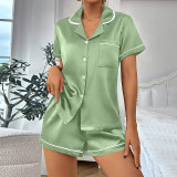 Casual Pajamas Lapel shorts Set Homewear GLSY-CF0015