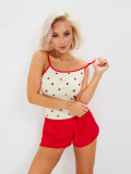 Sexy Suspenders Heart Print Shorts Set Casual Pajamas GLSY-W0310