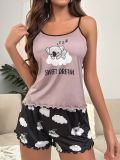 Sleeveless Camisole Butterfly Print Shorts Pajama Set GLSY-L0129