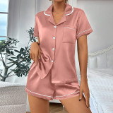 Casual Pajamas Lapel shorts Set Homewear GLSY-CF0015