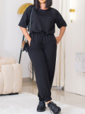 Solid Color Short Sleeve Two Piece Pants Set ZDF-31352