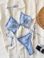 Sexy Denim Print One Piece Swimsuit CSYZ-968