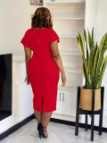 Solid Color Studded Diamond Split Midi Dress BGN-352
