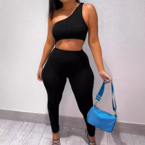 Single Shoulder Tank Top Sport Pants Set LSD-2014