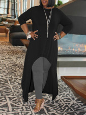Solid Color Irregular Long Sleeve Smock Dress SFY-2463
