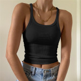 Solid Color Ribbed U Neck Vest GZJF-ZJ2576