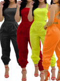 Solid Color Bow Tie Backstrap Jumpsuit  YH-5288
