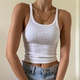 Solid Color Ribbed U Neck Vest GZJF-ZJ2576