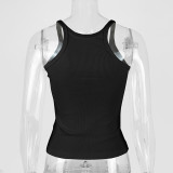 Solid Color Ribbed U Neck Vest GZJF-ZJ2576