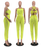 Solid Color Bow Tie Backstrap Jumpsuit  YH-5288