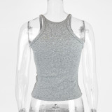 Solid Color Ribbed U Neck Vest GZJF-ZJ2576