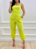 Solid Color Bow Tie Backstrap Jumpsuit  YH-5288