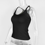 Solid Color Ribbed U Neck Vest GZJF-ZJ2576