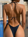 Solid Color Backless Two Piece Swimsuit CASF-6703