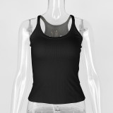 Solid Color Ribbed U Neck Vest GZJF-ZJ2576