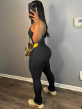 Solid Color Tight Backless Halter Jumpsuit YH-5352