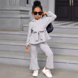 Kids Girl Long Sleeve Knit Two Piece Pants Set GYAY-8105