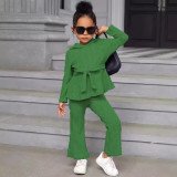 Kids Girl Long Sleeve Knit Two Piece Pants Set GYAY-8105