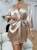 Sexy Ice Silk Solid Color Nightgown Sling Homewear GDNL-H83