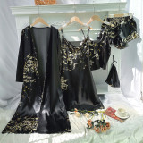 Printed Cherry Camisole Shorts Pajama 5 Piece Set GDNL-701070113105