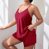 Plus Size Backless Camisole Pajamas Two Piece Set GDNL-H265