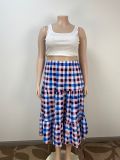 Plus Size Plaid Print Loose Half Body Skirt GAWE-6300