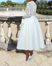 Midi High Neck Lace Petal Patchwork Midi Dress BGN-0013